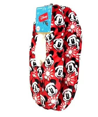 Disney Mickey Mouse Christmas S-M SLIPPERS Women GRIPPER BOTTOM SNUGGLE TOES New • $23.74