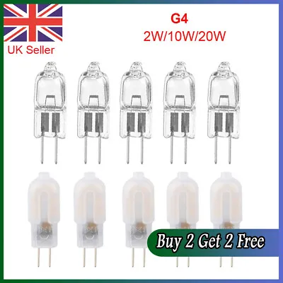G4 Bulbs Halogen Capsule Lamp Light Watt 12V Volt Warm 10W/20W/ LED2W Cool White • £3.94