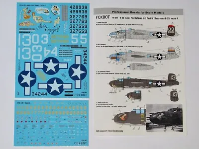 FoxBot Decals 1/48 48-044 B-25G/H/J Mitchell (Late) Pin-Up Nose Art And Stencils • $24