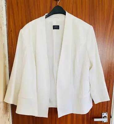 M&S Collection Soft White Collarless Lined Jacket / Blazer Size 24 BNWT • £25