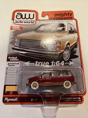 Auto World Mighty Minivans 1985 Plymouth Voyager Ultra Red Chase • $45