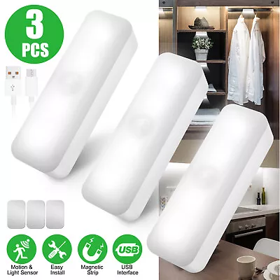 3Pcs Wireless Motion Sensor Under Cabinet Closet Lights Kitchen Counter LED Lamp • $12.98