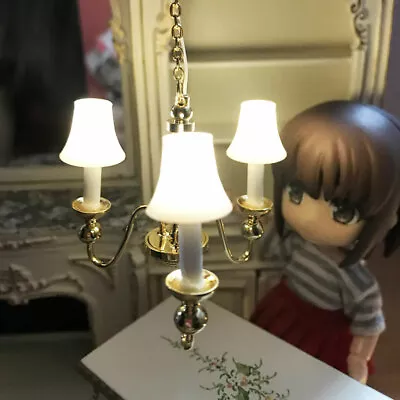 1/12 Dollhouse Miniature Ceiling Lamp LED Light Battery Operated Lamps White • $16.99