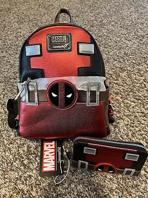 Loungefly Marvel Metallic Deadpool Cosplay Mini Backpack & Wallet NWT • $170.90