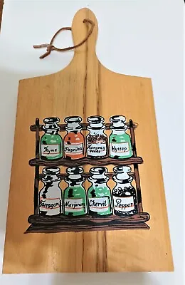 Vintage Mid Century Painted Cutting Board Spices Kitchen Wall Decor  1968 Nevco • $19.64