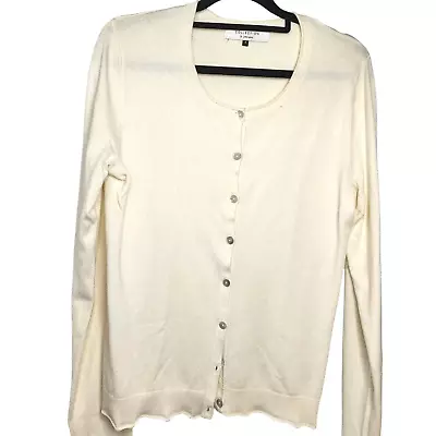 John Lewis Collection Cardigan Viscose Vintage ButtonUp Long Sleeve Ivory Size S • $24.95