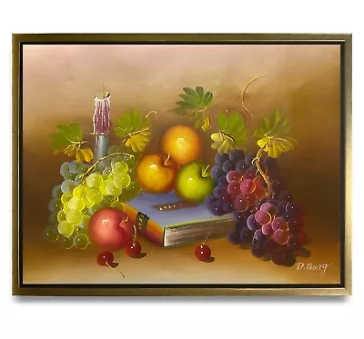 NY Art-Original Oil Painting Of Still-Life Fruits Canvas 12x16 Framed • $129