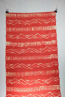 Vintage Japanese Kimono Silk Chirimen Fabric Red Abstract Pattern Tie Dye Effect • £7.50