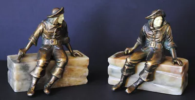 Hirsch Pirate Bookends 1930's Amazing Detail Celluloid Faces Good Condition • $200