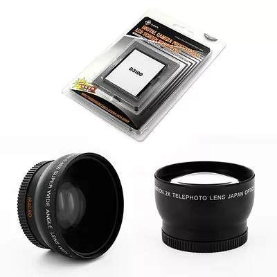 Wide + Telephoto Lens Kit + LCD Screen Protector For Nikon D3100 AF 50mm F/1.4D • $29.95