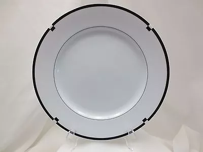 Mikasa MIDNIGHT 12  CHOP PLATE  Round Platter Black Band & White Rings #L5542 • $39.11