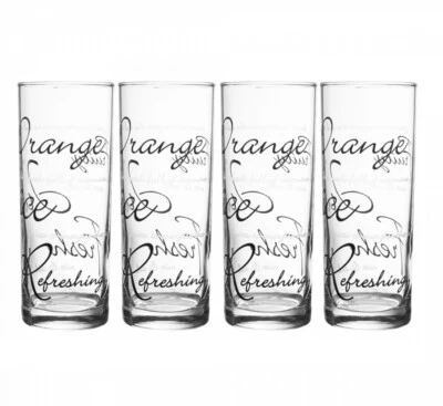 £8.46 • Buy Set Of 4 Price & Kensington Script Glass Tumblers Clear With Black Print