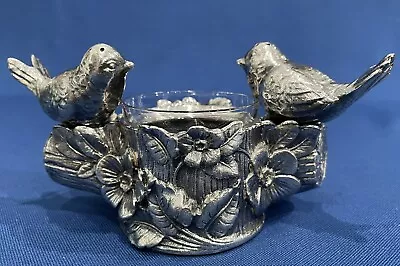 VERY HTF Weidlich Bros. Silver Plated OPEN SALT CELLAR & Lovebirds Shakers 1920s • $89