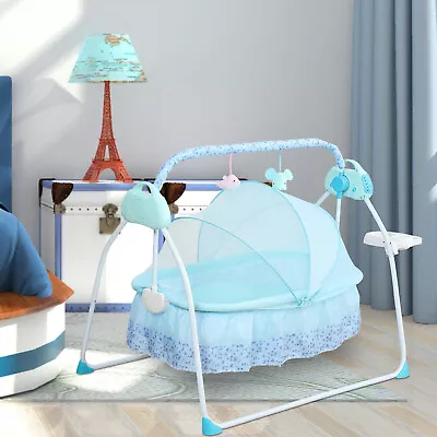 Baby Cradle To Sleep Musical Rocking Chair Electric Swing Bouncer Crib Motion • $77.91