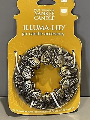 NEW Yankee Candle ILLUMA LID Gold Colored Butterflies Sunflowers Flat Style 2007 • £25.73