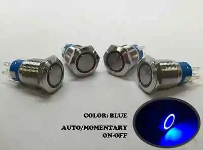 4 Of MARINE SS304 BLUE LED 12V FLUSH LIGHT AUTO ON-OFF PUSH SWITCH RING BUTTON • $24.99
