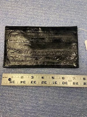 Mens Unisex Black Eel Skin Glossy Not To Shiny Classy Card Holder Wallet • $42