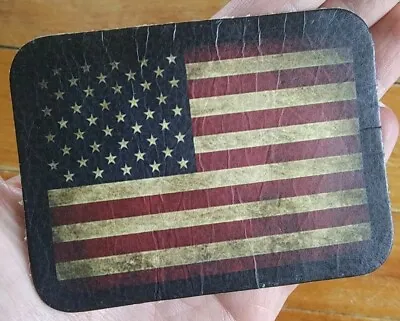 LEATHER Vintage Style USA Flag American Biker Motorcycle Leather Military Patch • $10.91
