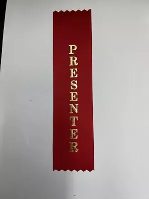 Trade Show Convention Title Ribbon PRESENTER 2  X 8   *Red* Package Of 25 • $10.49