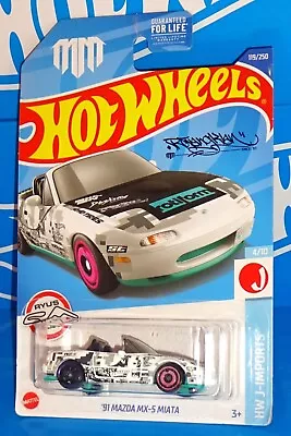 Hot Wheels 2022 HW J-Imports #119 '91 Mazda MX-5 Miata White Mad Mike Rotiform • $4