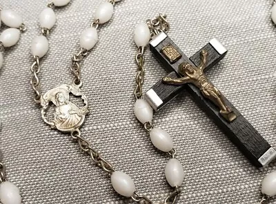 Vintage Rosary White Beads Christian H88 • $14.99