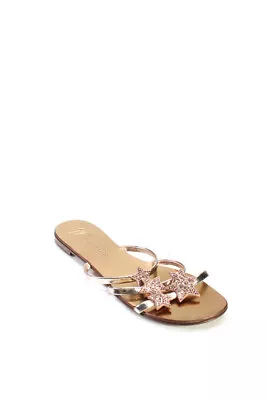 Giuseppe Zanotti Women's Star Embellished Flat Sandals Gold Size 38 • $59.79
