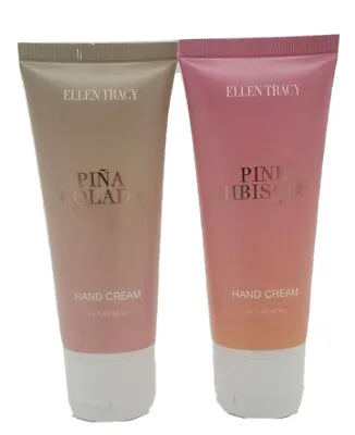 NEW Ellen Tracy Hand Cream Lotion 2 Tubes 2 Oz Each Pina Colada & Pink Hibiscus • $4.49