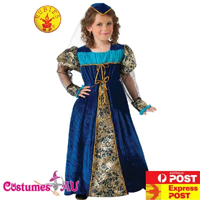 Girls Blue Camelot Princess Costume Medieval Renaissance Royal Queen Book Week • $30.39