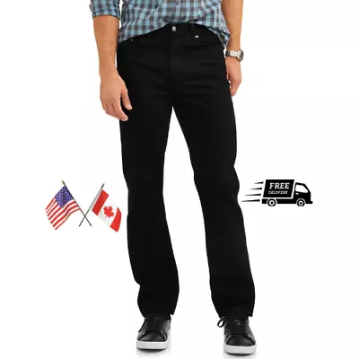 Men's Relaxed Fit Denim Soft Cotton 5 Pockets Jeans Men Tall & Big Black Pants • $19.99