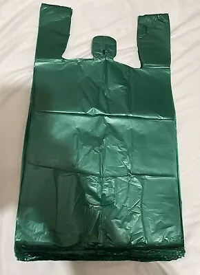 Bags 1/6 Large 21 X 6.5 X 11.5 Green  T-Shirt Plastic Grocery Shopping Bags F&S • $14.39