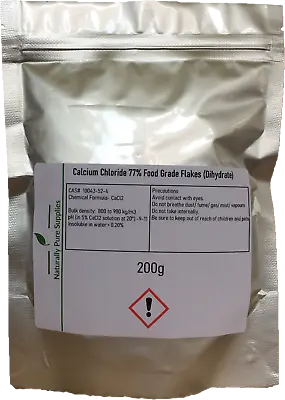 Calcium Chloride 77% Food Grade Flakes (Dihydrate) E509 200g • £3.50