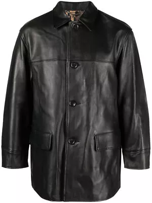 Mens Black Vintage Pure Lambskin Black Leather Blazer Jacket • $109.69