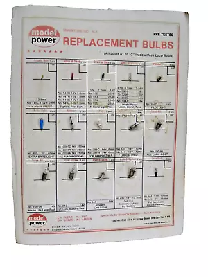 Model Power Replacement Bulbs Miniature Ho - N-z Assorted Sizes Entire Card • $4.25