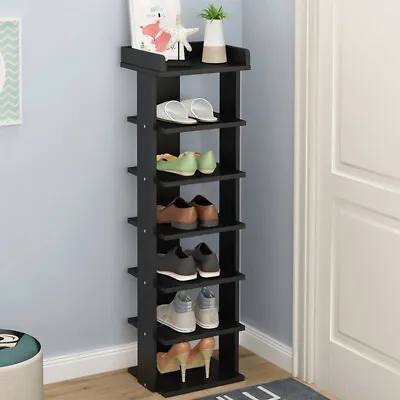 £28.95 • Buy 7 Tier Wooden Shoe Rack Tall Storage Shelf Unit Cabinet Organiser Footwear Stand