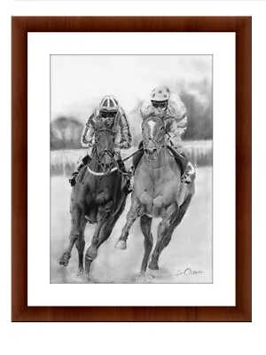 Horse Racing Drawing A4 Print Pencil Art  Posters Pictures Home • £4.99