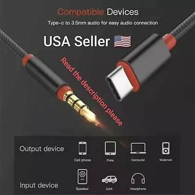 Type C Audio Cable USB Type-C Male To 3.5mm Jack Male Car AUX Audio Adapter • $4.99