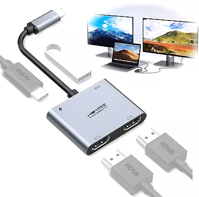 $38.99 • Buy USB C Hub Triple Display Docking Station Dual HDMI Adapter 4in1 Type C To 2 HDMI