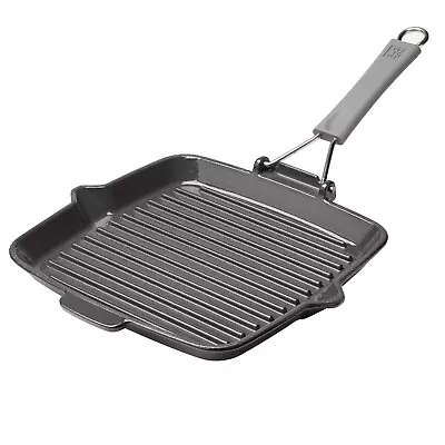 Zwilling Grill Plan Square Grizzle Cast Iron Induction Suitable Oven Safe Grey • £14.49