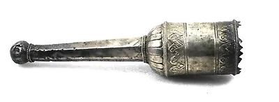 Antique Prayer Fan Handle Silver Holy Hand Carve Engraved Indian Rare Collectibl • $829
