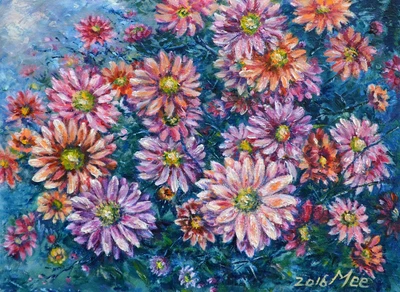 $200 • Buy MEE JUNG - Original Oil Flower Garden Painting By American Artist MEE JUNG