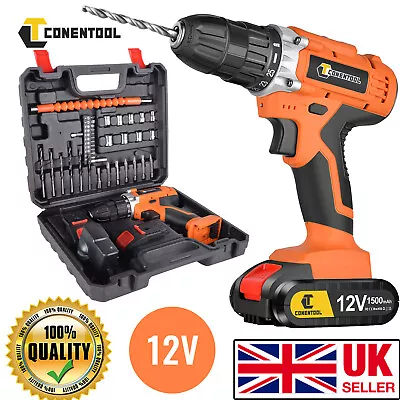 CONENTOOL 12V Cordless Drills Electric Drill Driver Set With Charger & Battery • £20.99