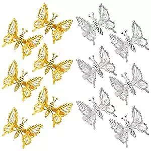  12 PCS 3D Moving Butterfly Hair Clips Butterfly Hair Clips Cute Gold Silver • $18.21