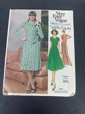 Vintage Vogue 1547 Size 12 Diane Von Furstenberg Dress Sewing Pattern Cut Knit • $18