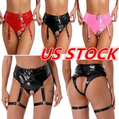 US Women Hollow Out Shorts Hot Pants Metallic Shorts With Suspender Garter Belt • $10.75