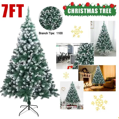 Snowy Christmas Tree 2.1M/7FT Bushy Xmas Decoration 1100 Tips +50CM Metal Stand • $39.99