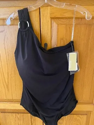 $126 Michael Kors Womens Plus Size One-Shoulder One-Piece Swimsuit Black 18W • $49.99