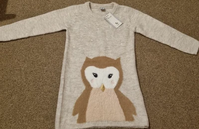 £7.50 • Buy Cute TU Girls Owl Knitted Jumper Dress, 3-4 Years - New