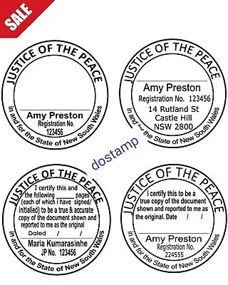 NSW JP STAMP JUSTICE OF THE PEACE Custom Self Inking Stamp ROUND 43mm JP00-JP09 • $21.99