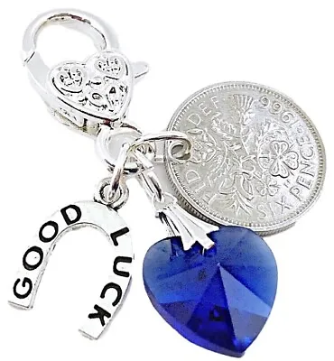 £2.95 • Buy Lucky Sixpence Bride, Wedding Garter Charm ,something Blue, In A Lovely Bag