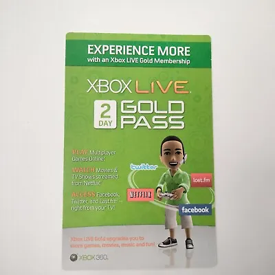 2 Day Gold Pass - Microsoft Xbox 360 Live - New Unredeemed • $5